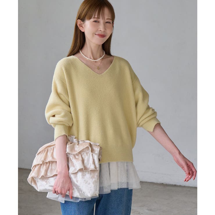 【ちゃんと＋かわいい保証】【WEB限定】スフレニット Vネックコンパクトプルオー… | ROPE' PICNIC | 詳細画像29 