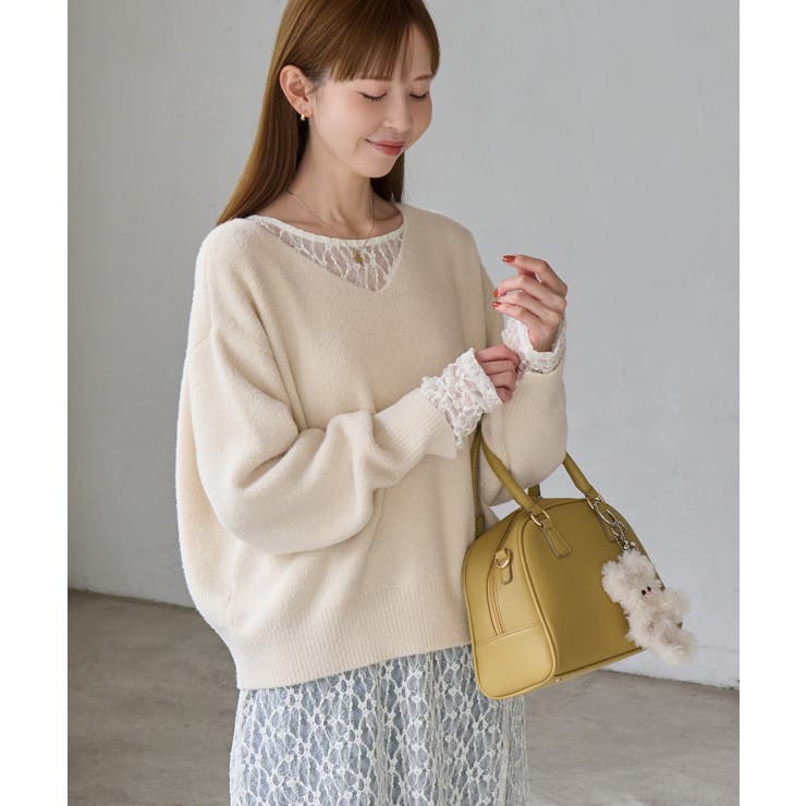 【ちゃんと＋かわいい保証】【WEB限定】スフレニット Vネックコンパクトプルオー… | ROPE' PICNIC | 詳細画像5 