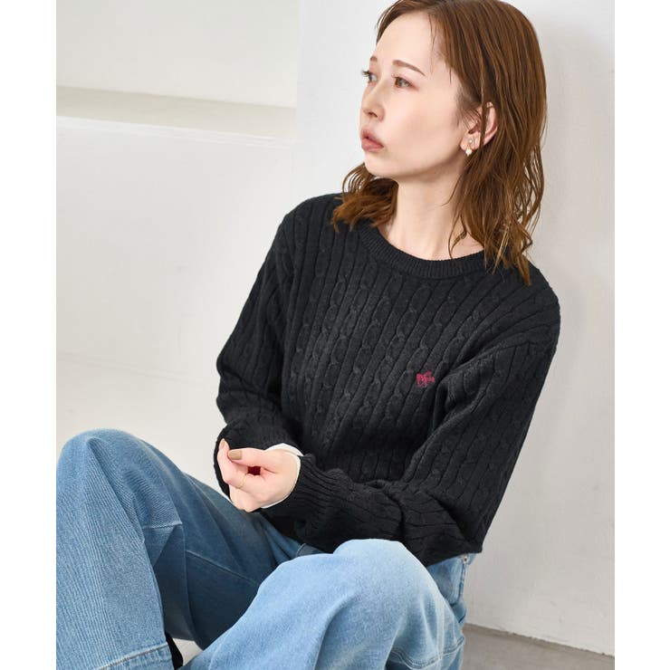 ケーブル編みクロップドニットプルオーバー | ROPE' PICNIC | 詳細画像8 