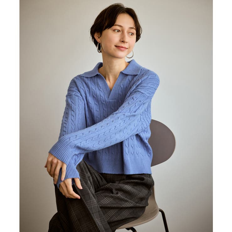 ケーブル編みクロップドスキッパーニット | ROPE' PICNIC | 詳細画像8 