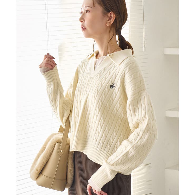 キナリ(16) | ケーブル編みクロップドスキッパーニット | ROPE' PICNIC