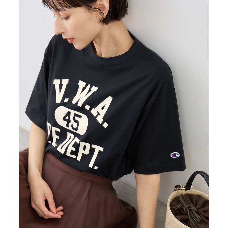ブラック(01) | 【Champion チャンピオン別注】アソートロゴプリントオーバーサイズTシャツ… | ROPE' PICNIC