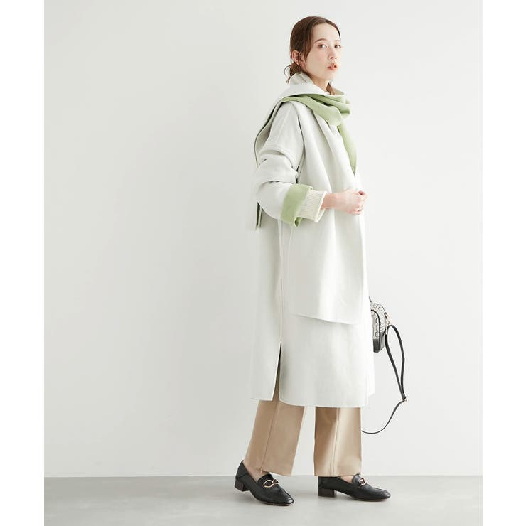 ウール混ストール付き配色リバーコート[品番：RPCW0023934]｜ROPE