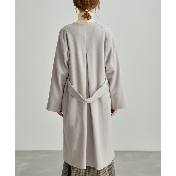 JAPAN FABRIC/ウール混バックタックノーカラーコート[品番