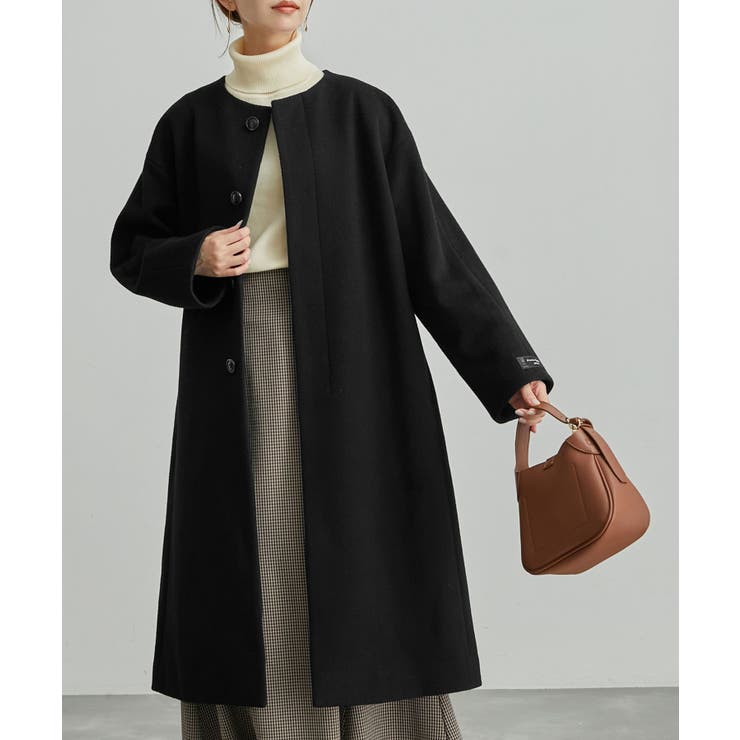 【ANTONIO BERARDI】バージンウール　Aライン　コート　ブラック ANTONIO BERARDI】バージンウール Aライン コート ブラック