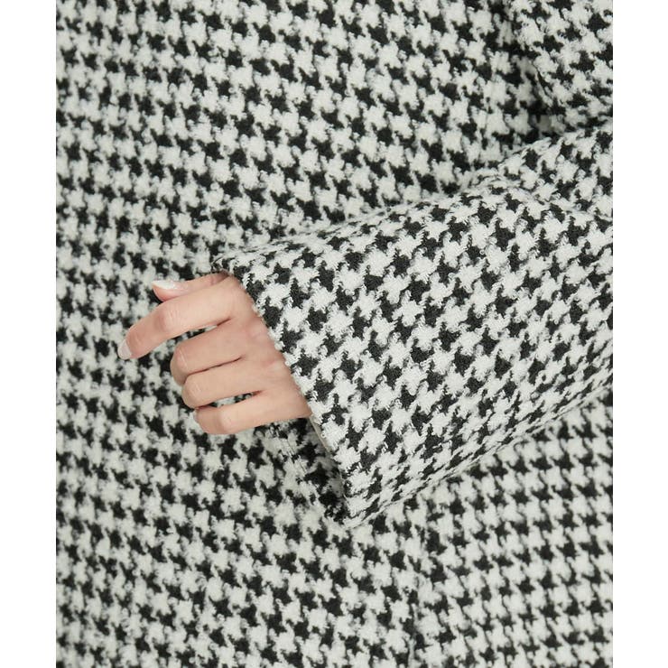 WEB限定カラー:チェック】ハウンドトゥースツイードミディ丈Aライン