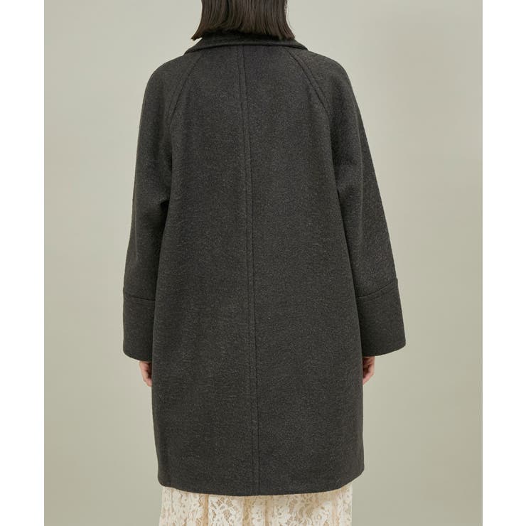 WEB限定カラー:ブラック】ラムライク/チェックオーバーPコート[品番