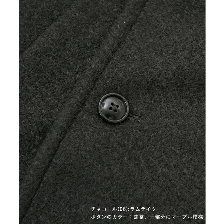 WEB限定カラー:ブラック】ラムライク/チェックオーバーPコート