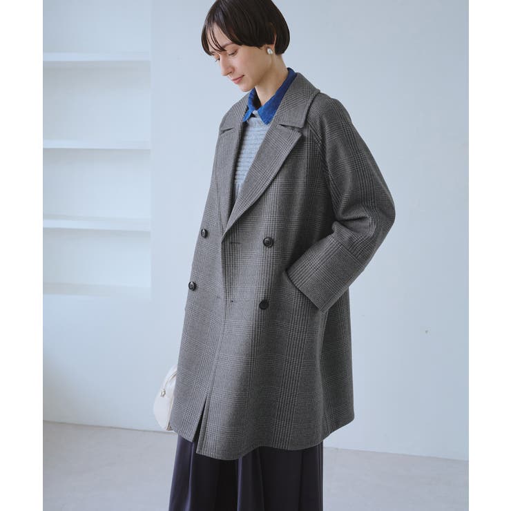 ジャージメルトン無地＆チェックオーバーPコート 一部WEB限定カラー