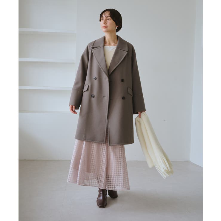 ジャージメルトン無地＆チェックオーバーPコート 一部WEB限定カラー