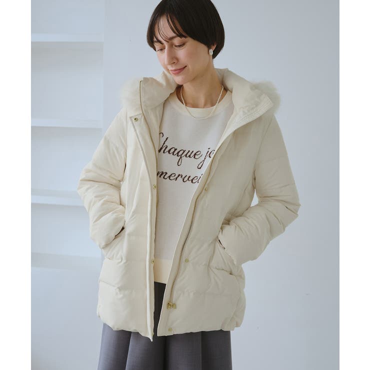 オフホワイト(15) | ファー付きダウンミドル丈コート リンクコーデ | ROPE' PICNIC