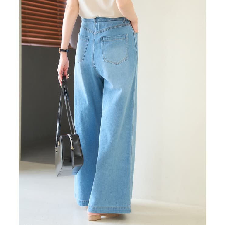 ウエスト革命デニム】ウエストシェイプデニムワイドパンツ[品番