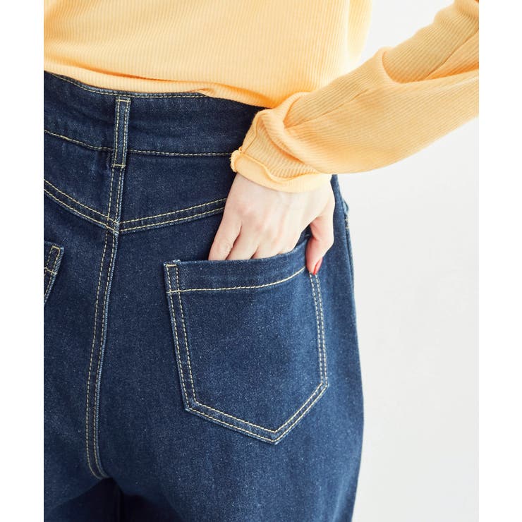 ウエスト革命デニム】ウエストシェイプデニムワイドパンツ[品番