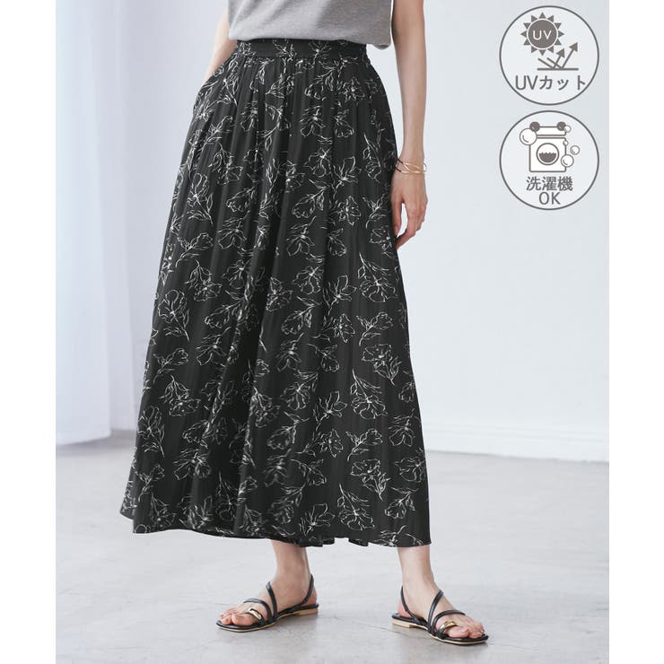 ブラック(01) | 【UVカット・洗濯機OK】さらさらアソート柄スカーチョ | ROPE' PICNIC