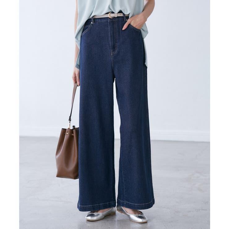 ネイビー(40) | 【ウエスト革命デニム】ウエストシェイプデニムワイドパンツ | ROPE' PICNIC