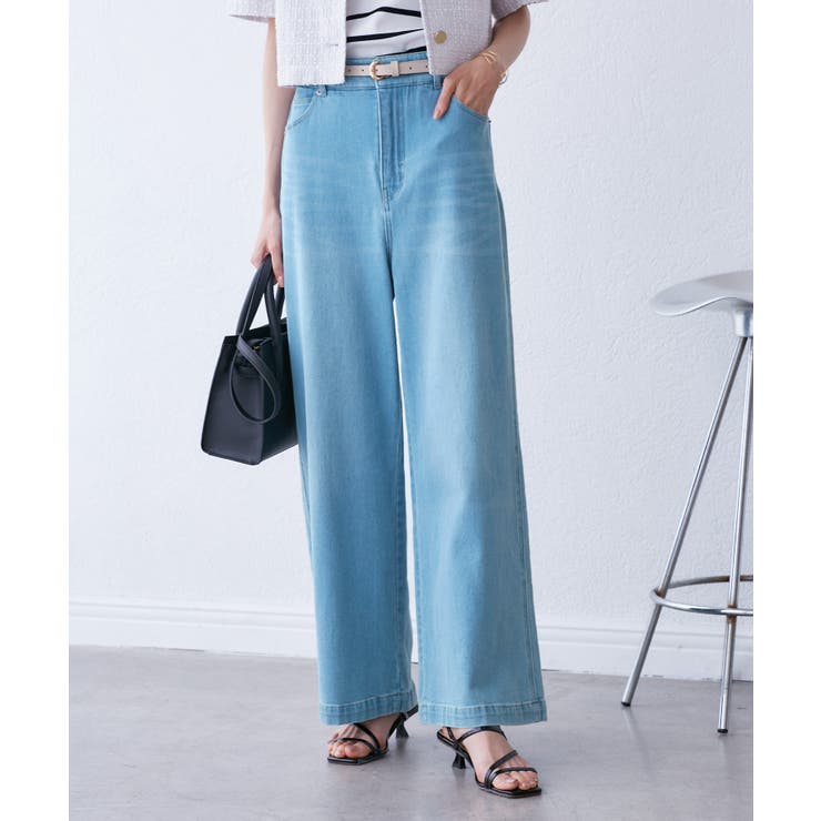 サックス(48) | 【ウエスト革命デニム】ウエストシェイプデニムワイドパンツ | ROPE' PICNIC