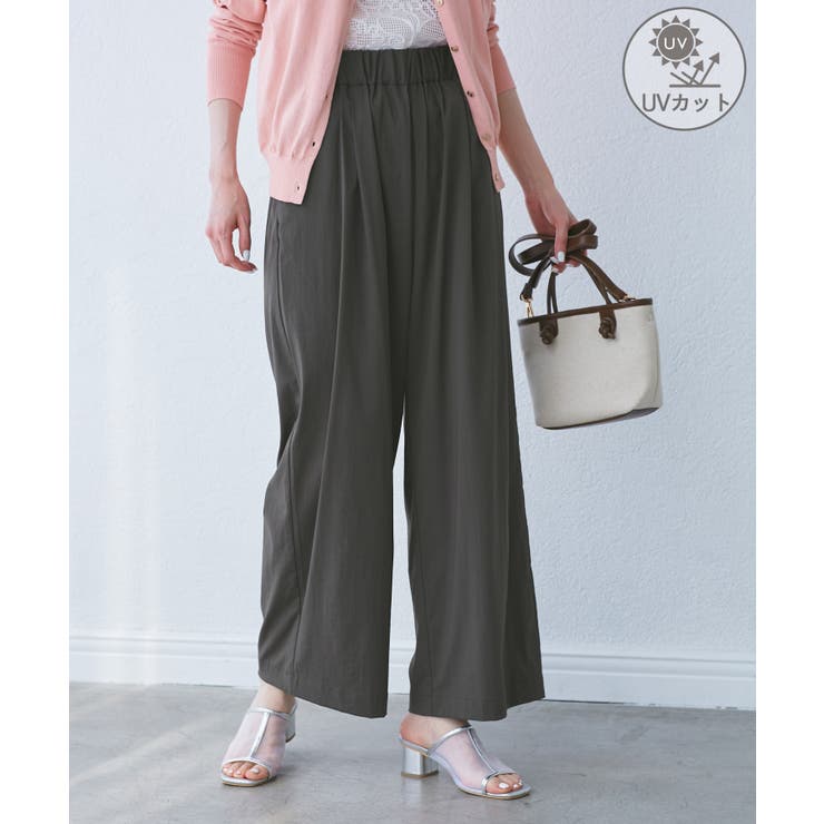 チャコール(06) | 【UVカット】レーヨンナイロンイージーワイドパンツ | ROPE' PICNIC