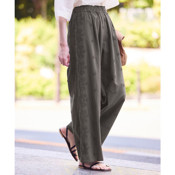 3D刺繍レースワイドパンツ/リンクコーデ | ROPE' PICNIC | 詳細画像1 