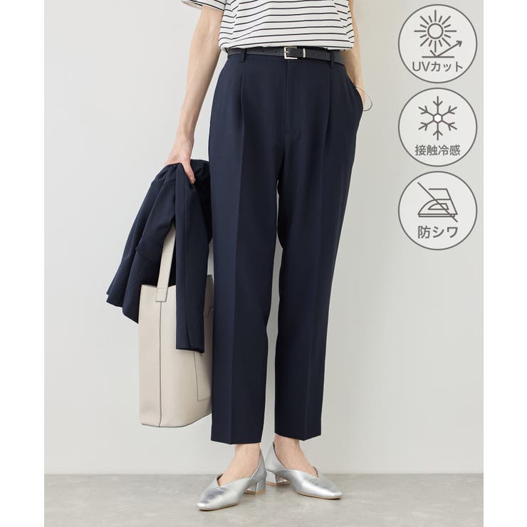 ネイビー(40) | リネンライクシリーズ ドライタッチテーパードパンツ UVカット | ROPE' PICNIC