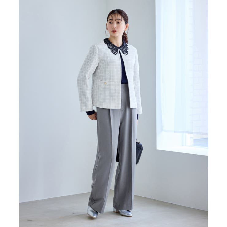 クリアツイルサイドベルトワイドパンツ セレモニー セットアップ対応 | ROPE' PICNIC | 詳細画像9 