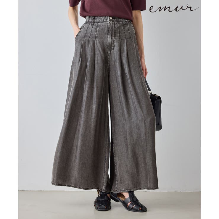 スミクロ(05) | 【emur/エミュール】パウダーシルクデニムワイドパンツ/セットアップ | ROPE' PICNIC