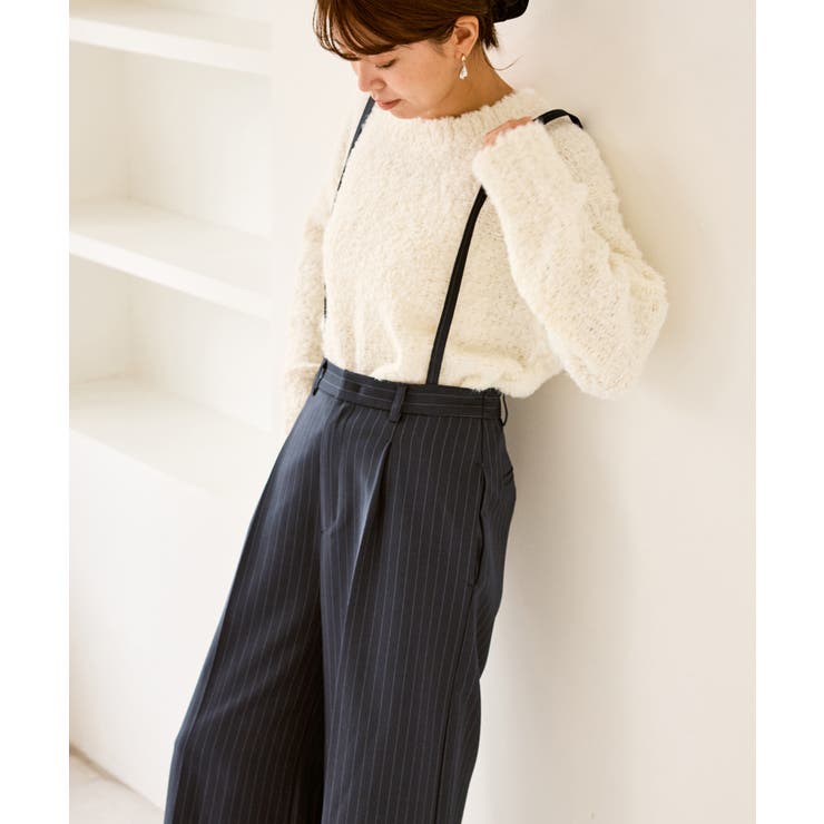 ネイビー(40) | フレアシルエットサスペンダー付きパンツ | ROPE' PICNIC