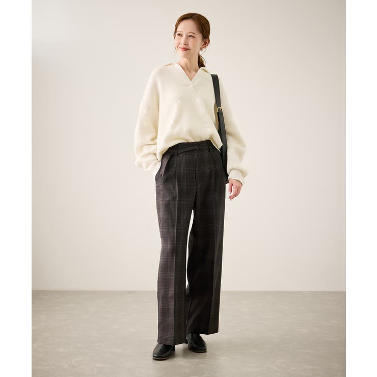 裏起毛無地＆チェックアソートワイドパンツ/防シワ | ROPE' PICNIC | 詳細画像14 