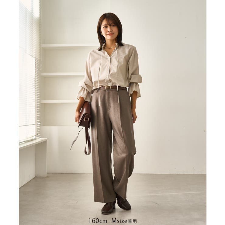 レディハンサムシリーズ ウールライクウエストタックセミワイドパンツ | ROPE' PICNIC | 詳細画像2 