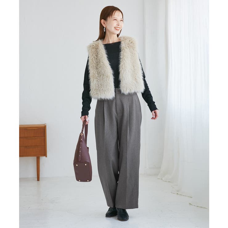 レディハンサムシリーズ ウールライクウエストタックセミワイドパンツ | ROPE' PICNIC | 詳細画像24 