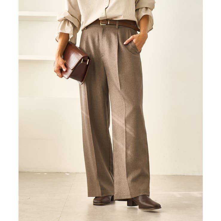 レディハンサムシリーズ ウールライクウエストタックセミワイドパンツ | ROPE' PICNIC | 詳細画像4 