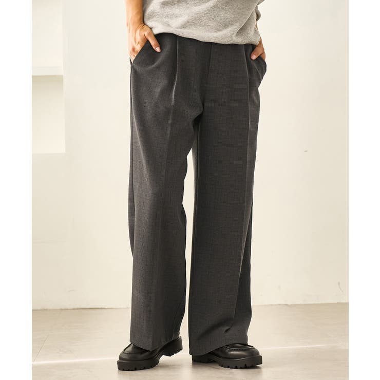 ブラック系(02) | レディハンサムシリーズ ウールライクウエストタックセミワイドパンツ | ROPE' PICNIC