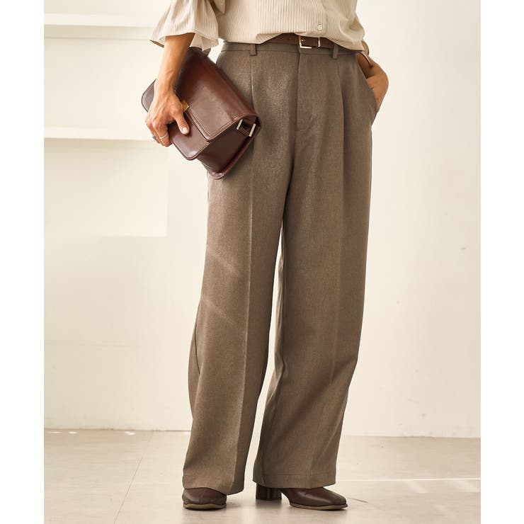 ベージュ系(29) | レディハンサムシリーズ ウールライクウエストタックセミワイドパンツ | ROPE' PICNIC