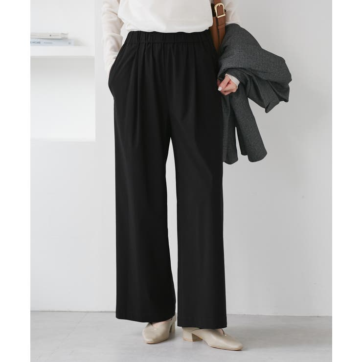 ブラック(01) | キレイ目イージーワイドパンツ/UVカット | ROPE' PICNIC