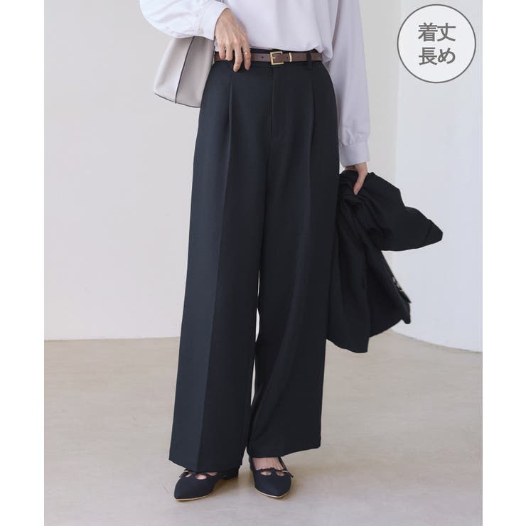 ネイビー(40) | レディハンサムシリーズ ウールライクウエストタックセミワイドパンツ | ROPE' PICNIC