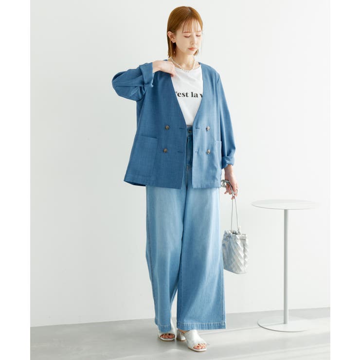 セットアップ対応/麻調シアーノーカラージャケット/接触冷感・UVカット | ROPE' PICNIC | 詳細画像24 