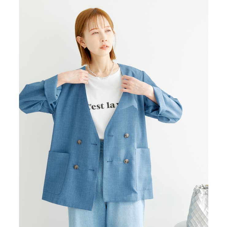 セットアップ対応/麻調シアーノーカラージャケット/接触冷感・UVカット | ROPE' PICNIC | 詳細画像26 