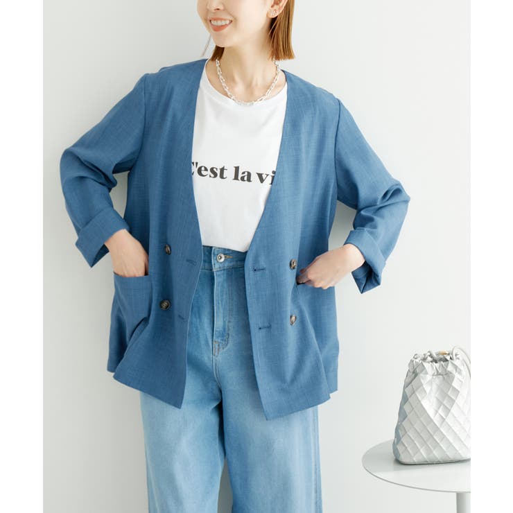 セットアップ対応/麻調シアーノーカラージャケット/接触冷感・UVカット | ROPE' PICNIC | 詳細画像27 