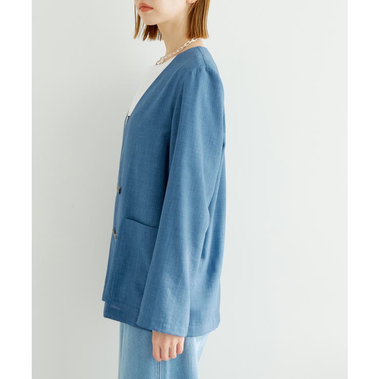 セットアップ対応/麻調シアーノーカラージャケット/接触冷感・UVカット | ROPE' PICNIC | 詳細画像30 