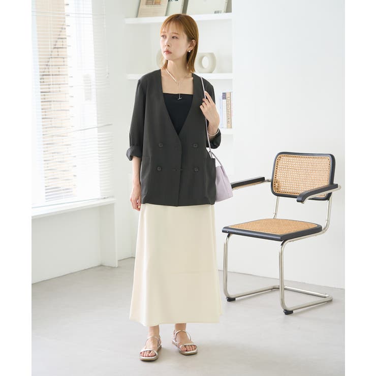 セットアップ対応/麻調シアーノーカラージャケット/接触冷感・UVカット | ROPE' PICNIC | 詳細画像7 