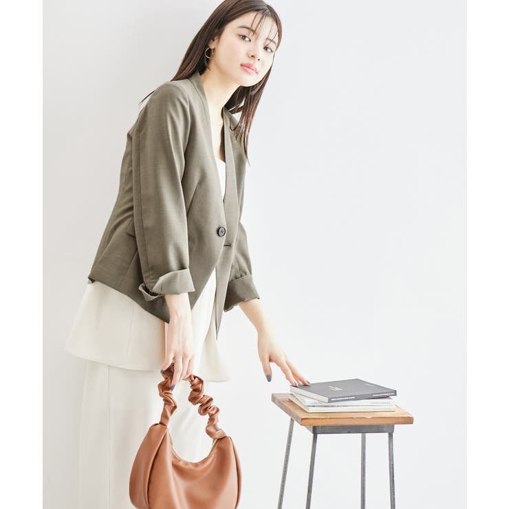 リネンライクノーラペルジャケット/セットアップ対応・UVケア