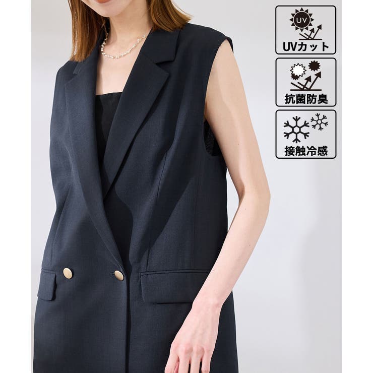 ネイビー(40) | カナパスリーブレスジャケット セットアップ対応 | ROPE' PICNIC