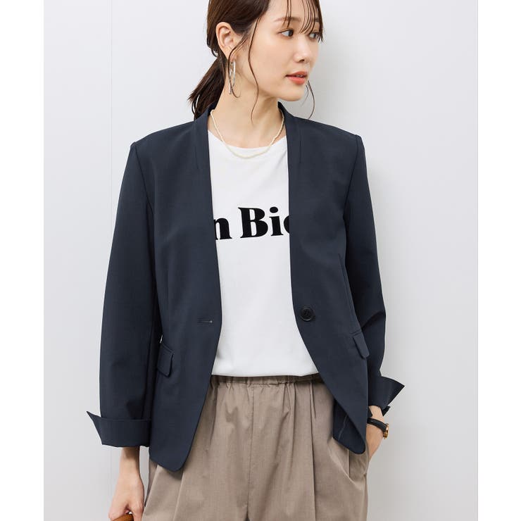ピン　ジャケット CAMBIO ジャケット ノーカラージャケット mj9515- ストレッチ