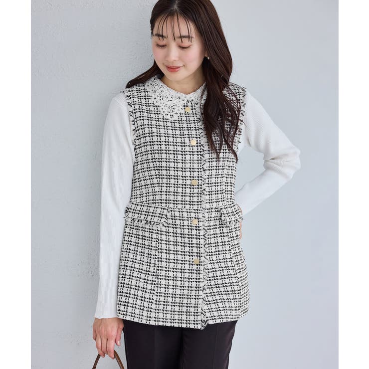 ブラック系(02) | 【WEB限定カラー】ツイード金ボタンジレベスト/セレモニー対応・リンクコーデ | ROPE' PICNIC