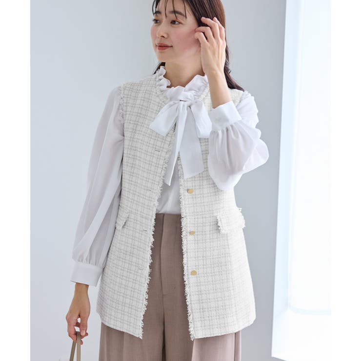 ライトグレー(08) | 【WEB限定カラー】ツイード金ボタンジレベスト/セレモニー対応・リンクコーデ | ROPE' PICNIC