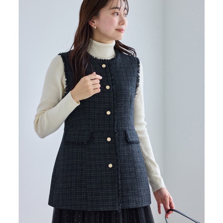 ネイビー(40) | 【WEB限定カラー】ツイード金ボタンジレベスト/セレモニー対応・リンクコーデ | ROPE' PICNIC