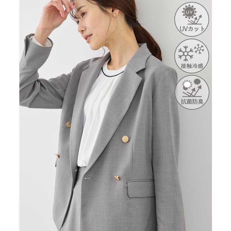 グレー(07) | カナパ 金ボタンジャケット/セットアップ対応・UV・抗菌防臭・接触冷感 | ROPE' PICNIC