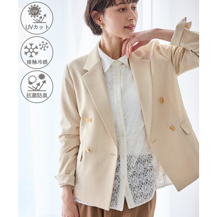 ベージュ(27) | カナパ 金ボタンジャケット/セットアップ対応・UV・抗菌防臭・接触冷感 | ROPE' PICNIC