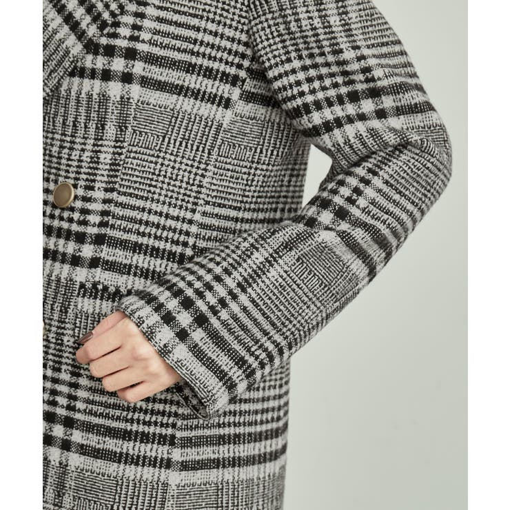 チェックツイードWブレストゴールドボタンジャケット[品番