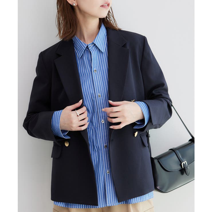 ウールライクサージ金ボタンジャケット セットアップ対応 リンクコーデ