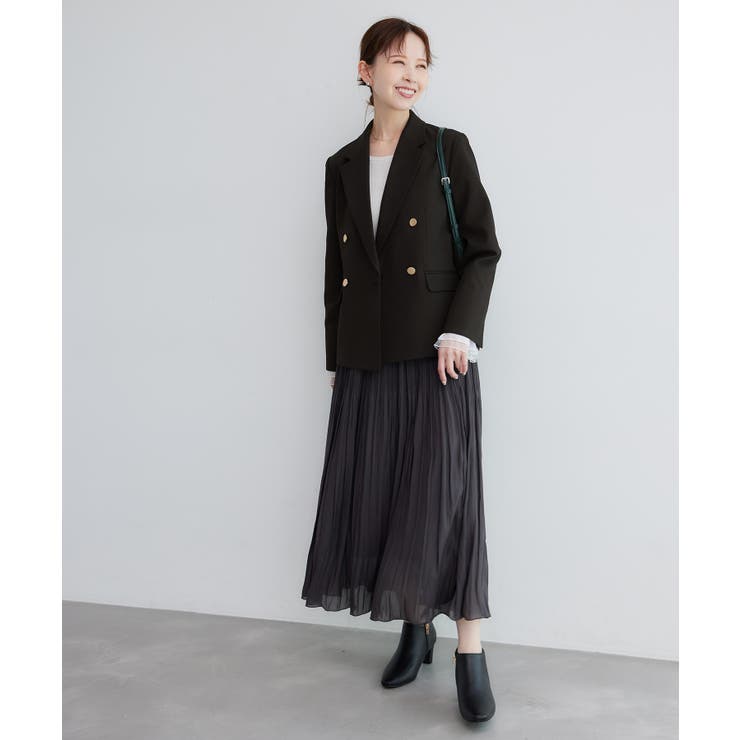 ウールライクサージ金ボタンジャケット セットアップ対応 リンクコーデ